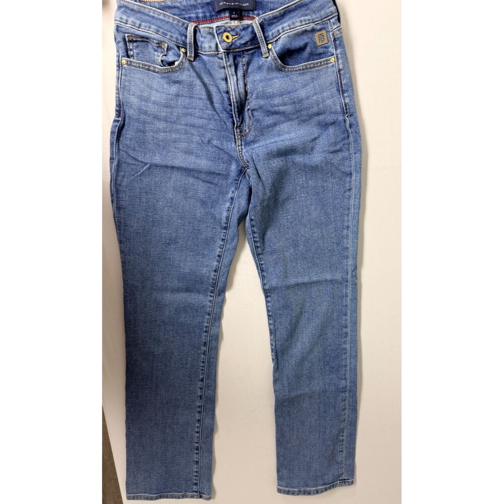 Tommy Hilfiger Women's 6 Blue Skinny Jeans Stretch Denim Logo Hardware
